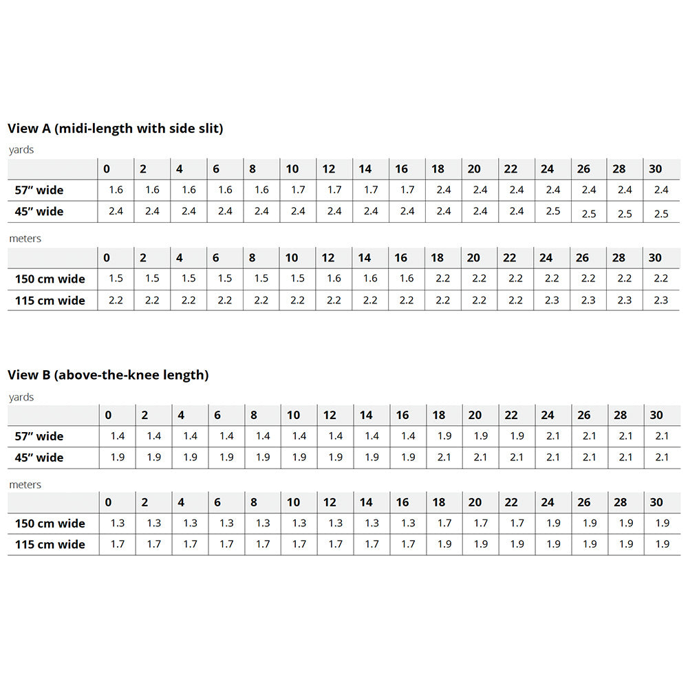 Donovan Skirt Fabric Requirements